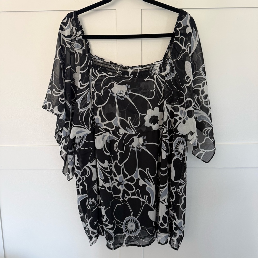 Lane Bryant Floral Flowy Sheer Blouse - 18/20